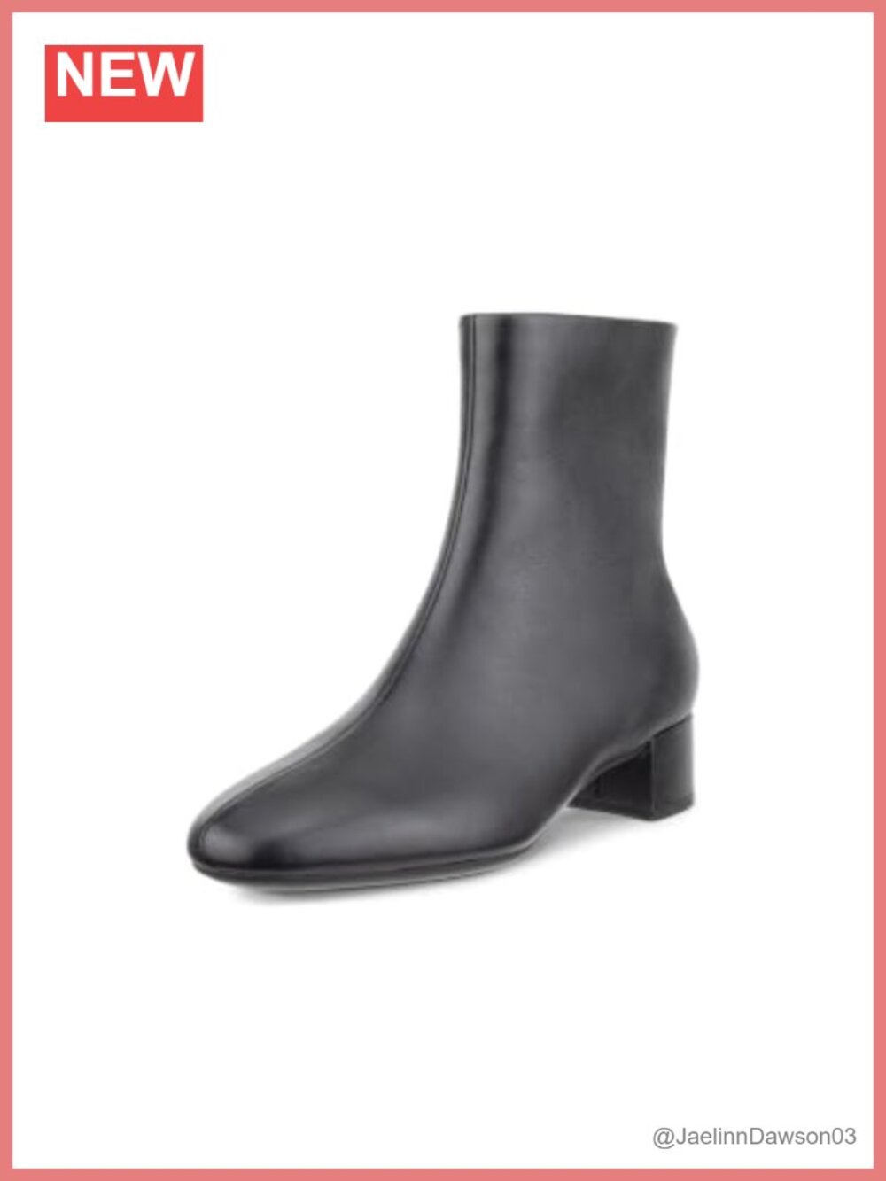 ECCO Liva Mid Cut Leather Ankle Bootie Block Heel Zip